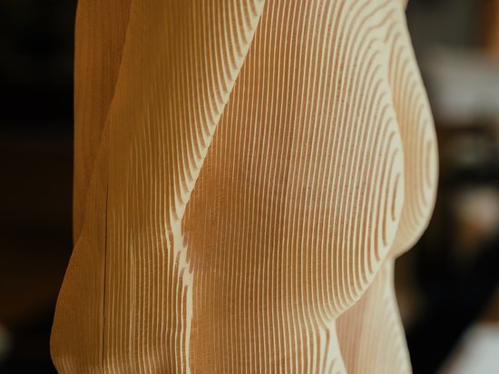 Sensoria Art Edition Holzskulptur mit geschwungenen Linien, die einen weiblichen Torso darstellt