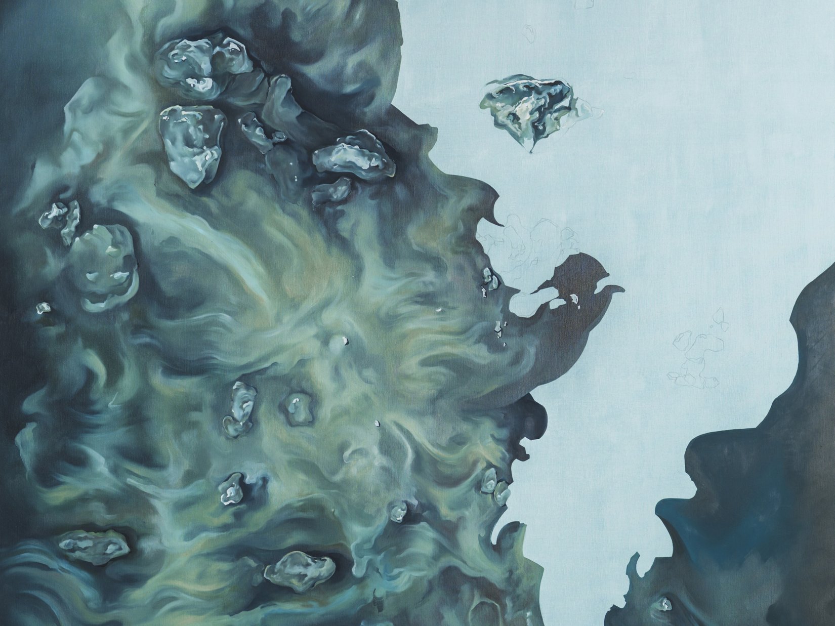 Sensoria Art Edition Abstrakte blaue und graue Farbverläufe mit weißen Flecken