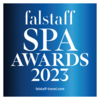 Falstaff Spa Awards 2023 logo on blue background